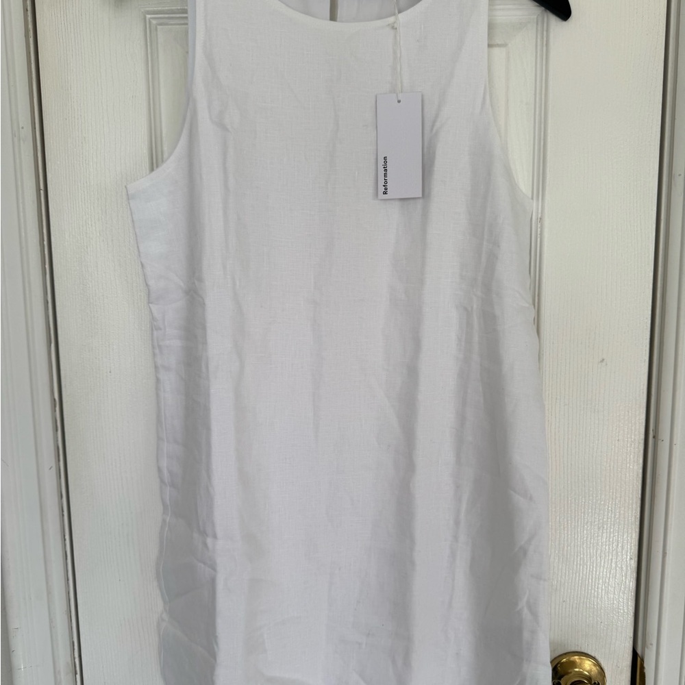 Reformation White Linen Mini Dress